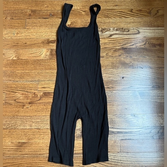 ENZA COSTA Black ribbed unitard short onezie romper size XS - Picture 2 of 9